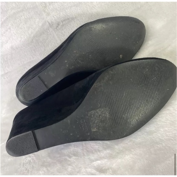 J. Crew SYLVIA Black Suede Wedge Pump Mule Women's Size 9M Cushioned EUC - Picture 10 of 11